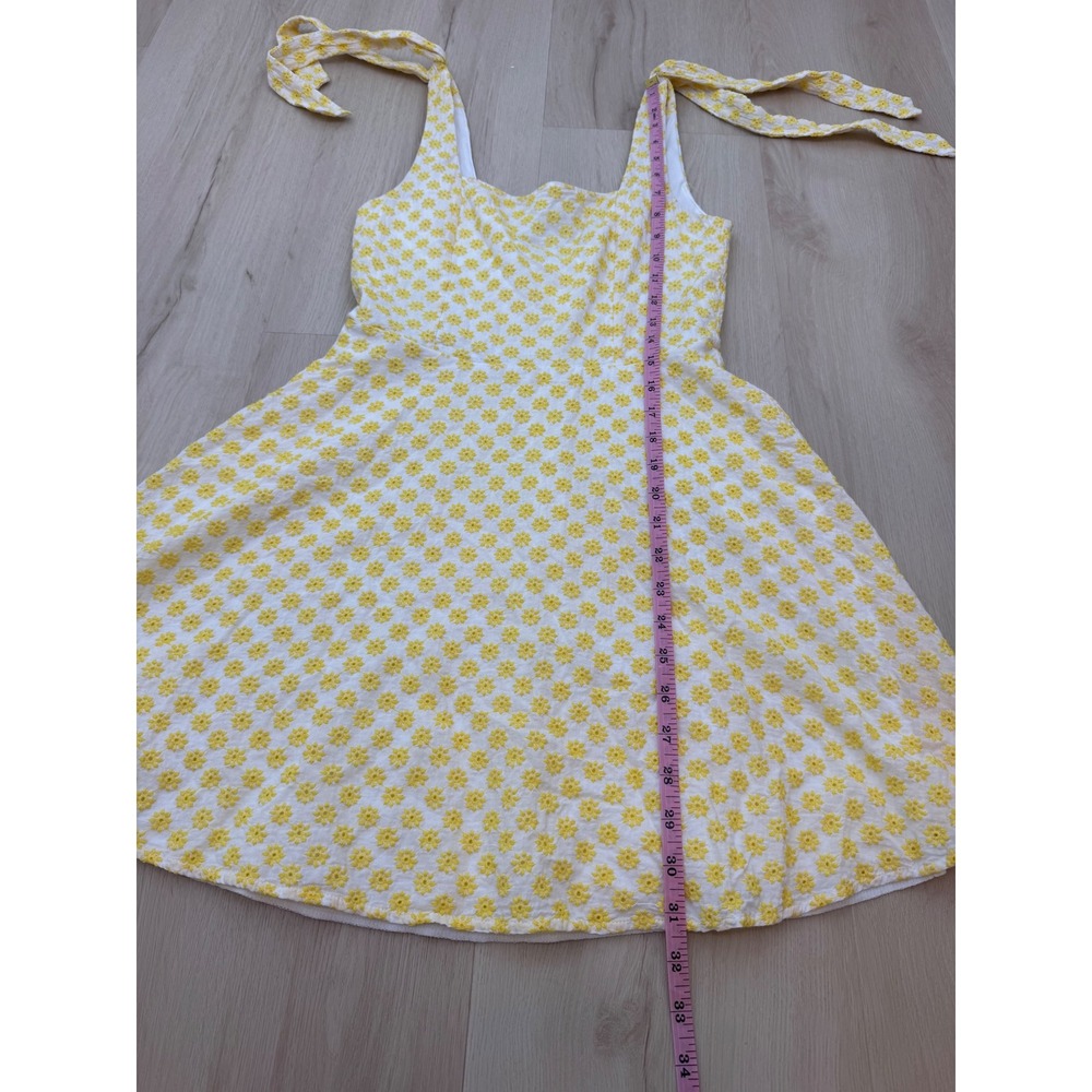Mi Ami Mini Dress Womens Small Yellow Floral Tie Shoulder Embroidered Sundress - Picture 6 of 8